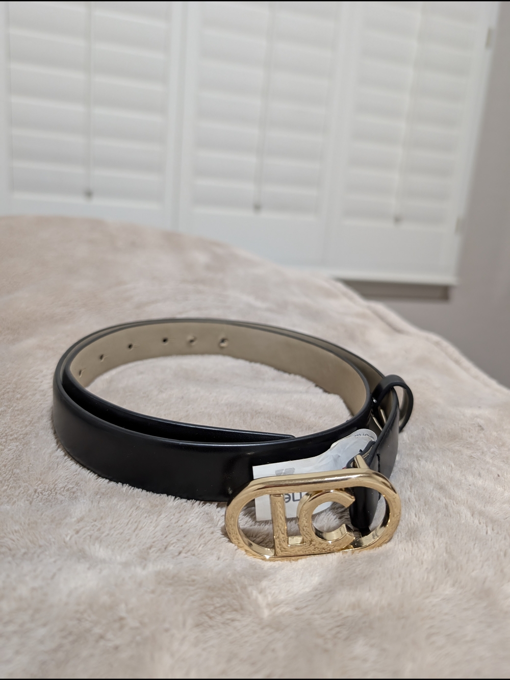 Liz Claiborne Black Belt with Gold Statement Buckle